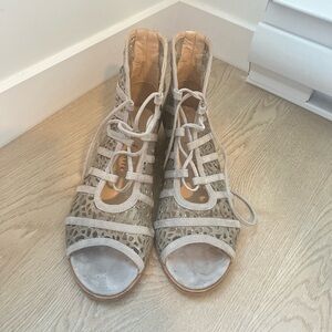 Rebeca Sanver laser-cut suede lace-up sandals